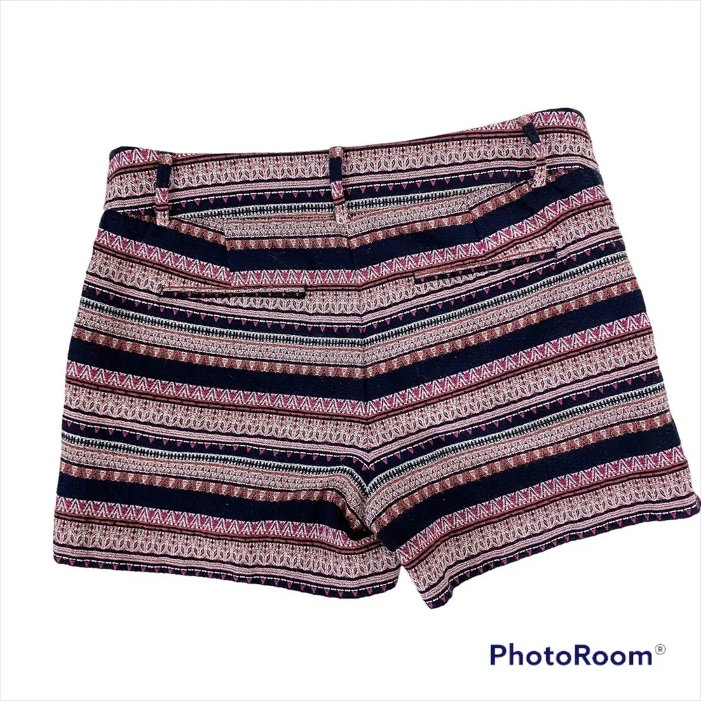 LOFT Riviera Style Stripe Short Shorts Size 6 Southwest Print